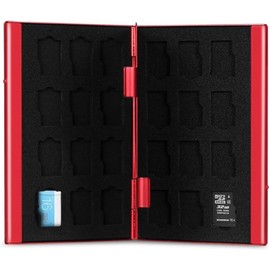 ZJchao Estuche de Almacenamiento Tarjetas de Memoria Carcasa SD 4PCS + 8Pcs TF Card Storage De Aleación de Aluminio 9,3 x 6 x 1cm Almacenamiento de Tarjeta Memoria Protector (Rojo)