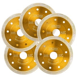 ZORUNNA 5Pcs Diamond Blade for Angle Grinder,Super Thin 4.5" Diamond Blade for Grinder,Chip-Free Cutting Tile Cutting Blade for Dry and Wet Cutting Porcelain Ceramic Granite Marble Tile.