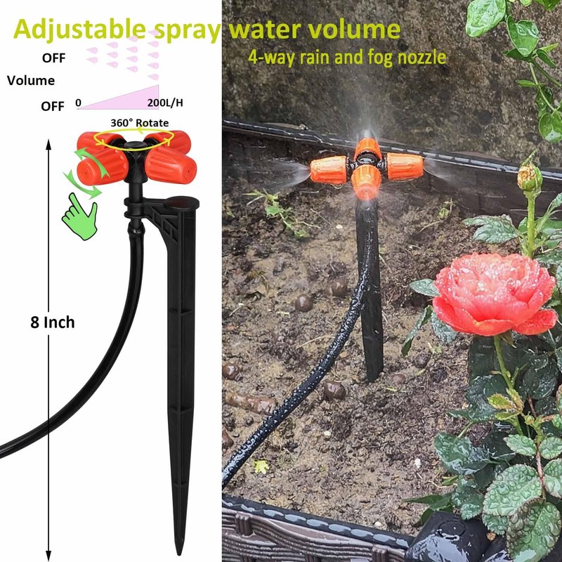 160Ft Drip Irrigation System with Water Timer for Garden, Main