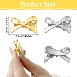 12PCS Metal Side Bang Bow Hair Clips for Women,Mini Cute Bowknot Hair Claws,Small Hair Bows, Tiny Bows for Hair, Mini Gold Hair Clips, Cute Simple Bow Hairpins Barrettes Fashion Party Hair Accessories