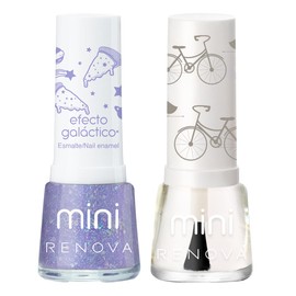 Renova Esmaltes para Uñas Mini duo Galaxia y Brillo cada uno 7.7ml                                                                                    