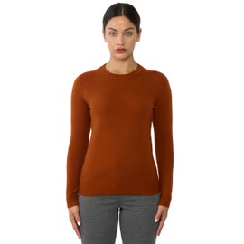 JENNIE LIU Women's 100% Pure Cashmere Long Sleeve Crew Neck Sweater