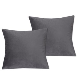 My home store Velvet Soft Christmas Decorative Square Throw Cushion Covers - Pillowcases for Bedroom Livingroom Sofa with Invisible Zipper 18"x18", 2 Pieces Charcoal