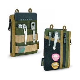 VIPERADE VE18 Small EDC Bag, Small Tool Bag with 6 Pockets, EDC Tool Organiser Bag for Men, Small EDC Multitool Pockets Organiser Pocket Pouch with Velcro Area - Green + Khaki