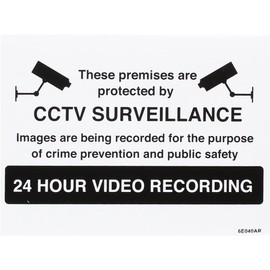 VSafety Warning, Closed Circuit Television 24 Hour Video Recording (Red) Sign - Landscape - 200mm x 150mm - 1mm Rigid Plastic