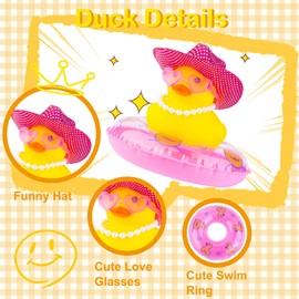 MuMyer Rubber Ducks for Cars Dashboard Cowboy Duck Car Ornaments Yellow Duck Dashboard Decorations Accessories with Mini Disco Cowboy Hat Swim Ring Scarf Sunglasses and Special Prop(DC4)
