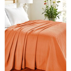 HomeRoots King Burnt Orange Cotton Woven Geometric Blanket