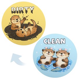 Dishwasher Magnet Clean Dirty Sign, Funny Double Sided Reversible Flip Strong Magnet Animal Theme Dishwasher Sign Dish Washer Decor for Kitchen Refrigerator Laundry Room Essentials Accessory (Otter)