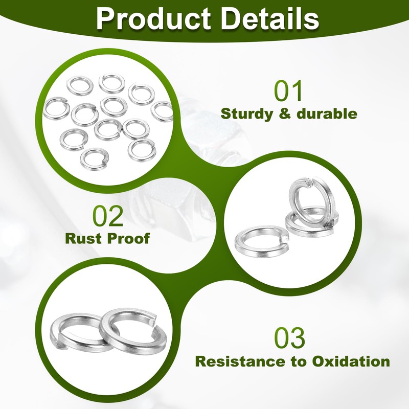 PATIKIL 100 Pcs Split Lock Washer, M8 Spring Lock Washer