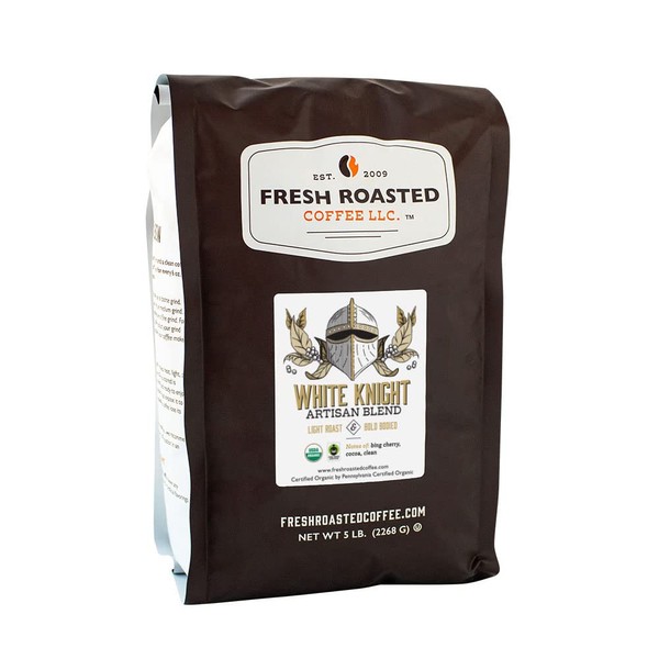 Fresh Roasted Coffee, Organic White Knight, 5 lb (80 oz),