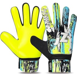 Jazzy Sports Soccer Goalie Gloves for Kids, Youth Goalkeeper Gloves Anti Slip 4mm Latex Palm with Strong Grip Double Wrist Protection (Yellow, Size 4 Suitable for 6-9 Years)