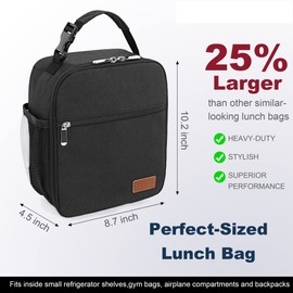 Femuar Lunch Box for Men Women Adults Small Lunch Bag for Office Work Picnic - Reusable Portable Lunchbox, Black