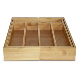 Noveltia Bamboo Expandable Silverware Drawer Organizer with 5-7 Compartments. Kitchen Cutlery Holder Storage Tray with Dividers for Utensils, Flatware, Office Supplies, Forks, Spoons, Jewelry