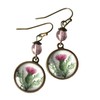 Scottish Thistle Glass Cabochon Earrings