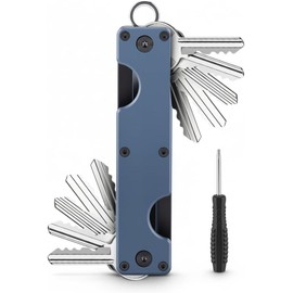 Organizador de llaves metálico, llavero compacto de doble cabeza para hombres y mujeres, con capacidad para hasta 12 llaves - Mini organizador de llaves