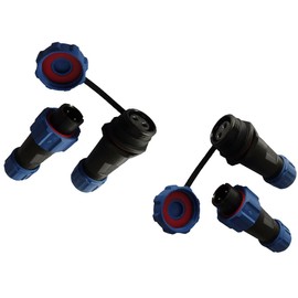 230 V 12 V IP68 16 mm 2-pin 3-pin 2-pin 3-pin round plug socket connector set with lid plug connector waterproof for garden boat car / 8 mm cable diameter (2 sets / 2-pin)