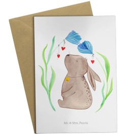 Mr. & Mrs. Panda Greeting card rabbit flower - Easter, birthday card, pregnancy, invitation card, dreams, Easter bunny, folding card, birthday, Easter nest, rabbit, wedding card, greeting card