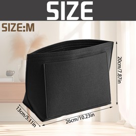 CWENDANER Bag Organiser Shopper, M/L Felt Organiser for Bags, Bag Organiser, Bag Organiser with Multiple Compartments, Gifts for Women (Black, M)