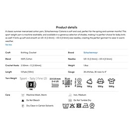 [ Set of 2 Skeins ] Schachenmayr Catania Yarn Originals 100% Mercerized Cotton Yarn, Total 3.52 Oz. Each 1.76 Oz (50g) / 136 Yrds (125 m) Amigurumi Yarn Fine-Sport 2 (114 CYCLAM)