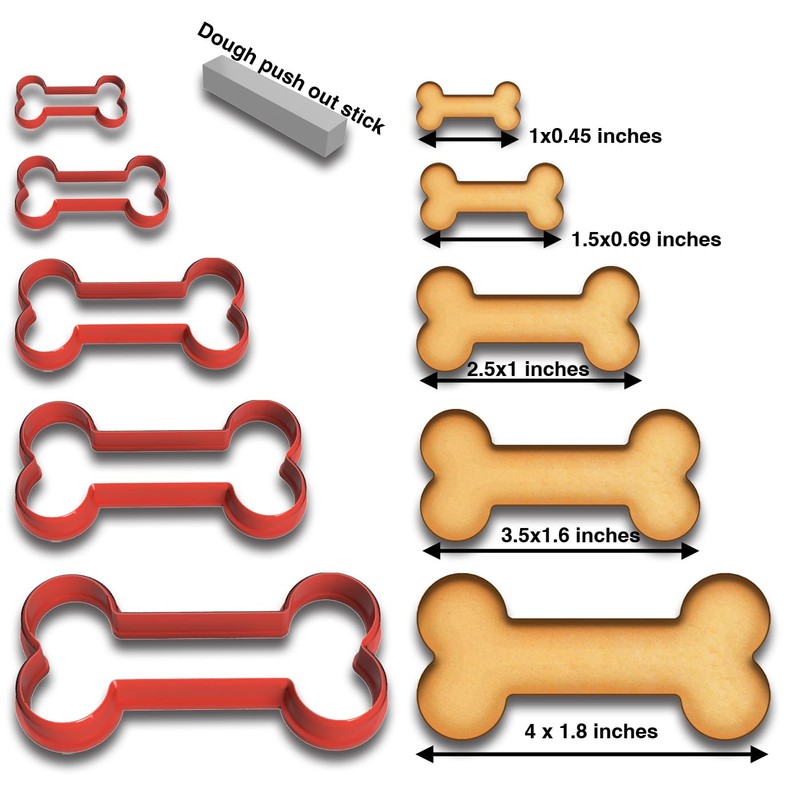 Dog Bone Cookie Cutter Set - 5 Sizes (1" to