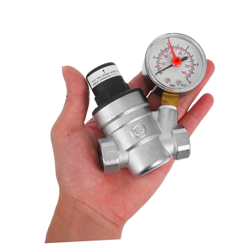 Operitacx Einstellbarer Wasserdruckregler Messing Für Wohnmobile Kompakter Druckminderer Mit Manometer