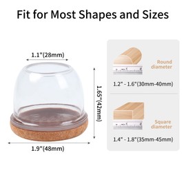 Ezprotekt Φ 2" Chair Leg Floor Protectors, 35-45mm Chair Leg Protectors, Round-transparent Non-woven fabric Furniture Cups Chair Leg Caps, Chair Leg Covers Smooth Moving Chair Feet Protector