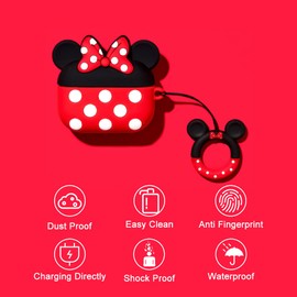 Viwind Cute Case Cover Compatible with AirPods 4th,Funny Unique 3D Soft Silicone Shockproof Protective Skin Case Cover for Airpod 4th Case-Pink Mouse