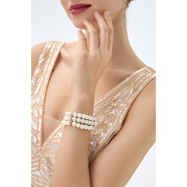 BABEYOND 1920s Flapper Imitation Pearl Bracelet Great Gatsby Pearl Bracelet Roaring 20s Accessories