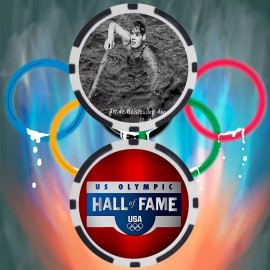 Olympics Johnny Weissmuller Swimming Olympian Collectible Poker Chip Button