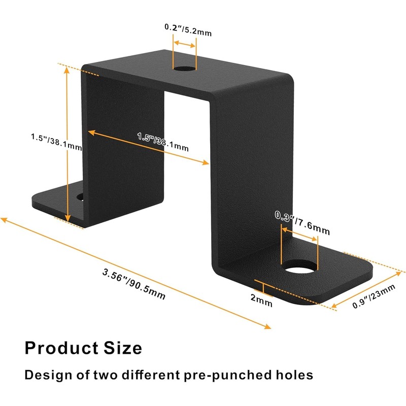 VANROUG 4 Pieces Square Pipe Clamps U Shaped Connection Bracket