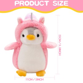 Yuragim Cuddly Toy Penguin Plush Toy for Girls, 25 cm (Unicorn Penguin)