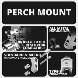 Tackform Aluminum Chrome Motorcycle Perch/Brake/Clutch Reservoir Adventure Phone Mount - Vibration Dampening and Wireless Charging | 3.5” Arm | Compatible with Harley-Davidson, Gold Wing, More