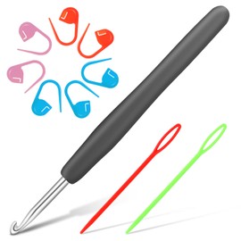 cobee Crochet Hook Set, 6.0 mm Crochet Hook, Ergonomic with Stitch Markers and Blunt Needles with Large Eye Soft Grip Crochet Handles Aluminium Knitting Crochet Hook, Crochet Accessories