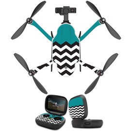 MightySkins Skin Compatible with GoPro Karma Drone Headphones wrap Cover Sticker Skins Teal Chevron