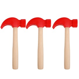 Toyvian Wooden Hammer Toy for Kids, 3 Pcs Red Mallets Gavel Toy Natural Wood Hammer Small Wooden Mallet Small Hammers for Boys Girls Toddlers Nail Cork Board