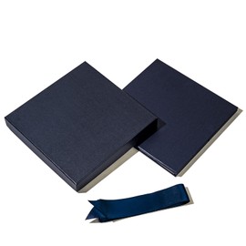RUSPEPA Medium Birthday Gift Box with Lids, Ribbon and Tissue Paper, Collapsible Gift Box - 1 Pcs, 23 x 23 x 23 cm, Navy Blue