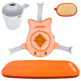 CROCOKID® Baby Bath Accessories - 5 Piece Bath Accessories for Newborns | Bath Pillow for Babies, Bathtub, Complete Set for Baby Bath, Baby Bathtub, Baby Bathtub (Orange)