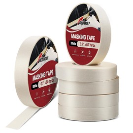 RED WOLF Automotive Refinish Masking Tape, Sharp Paint Line No Residue Painters Tape Car Painting for Vehicle Auto Body Paint Tape Heat Resistance 60 Yards White Beige Tape (6, 0.7" x 60 Yards)