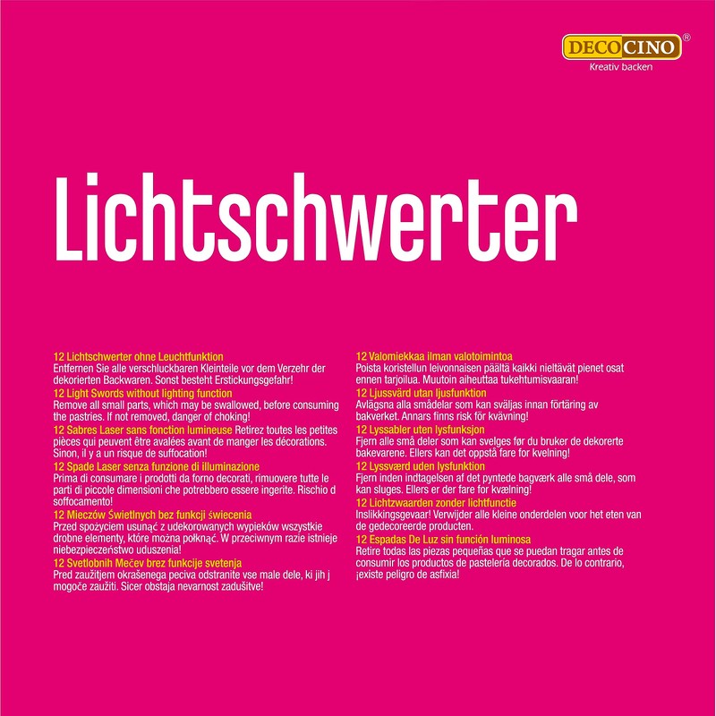 DECOCINO Lightsabers Pack of 12 - 10.5 cm - Reusable