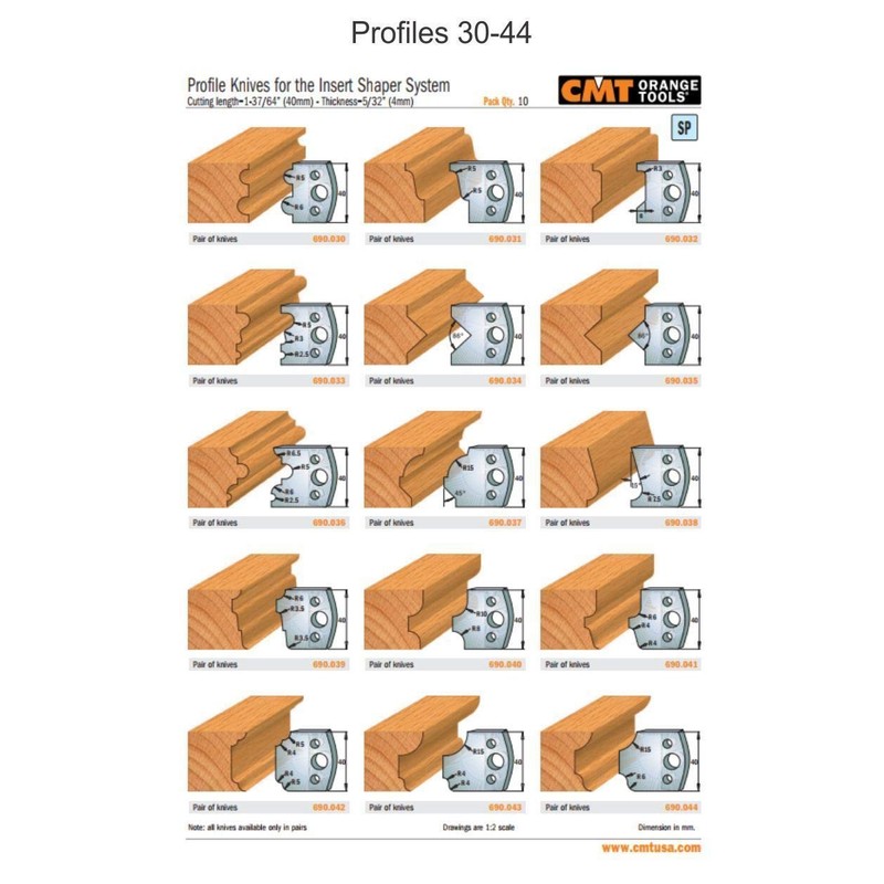 CMT CMT 690.004 Pair of Profiled Knives for Shaper Cutters,