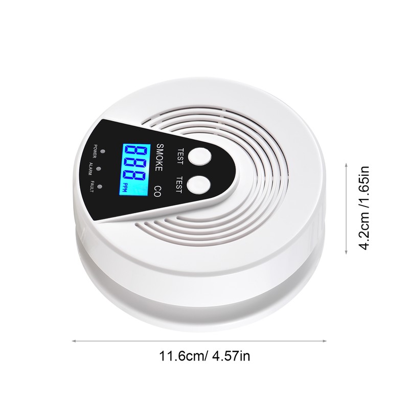Smoke and Carbon Monoxide Alarm LCD Display CO Detector Smoke