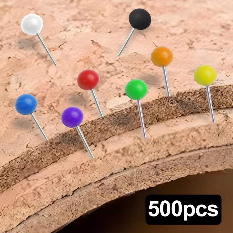 500Pcs Yellow Map Pins, 1/8 Inch Map Tacks, Round Ball