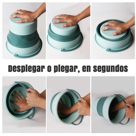 Cubo de Limpieza Plegable,Paquete de 2 cubos de plástico plegables 10 L cada uno, bañera redonda plegable para limpieza,Barreño Flexible para jardín o campamento, cubo de agua portátil de pesca