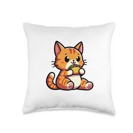 Orange Tabby Cat Taco Pet Funny Food Throw Pillow