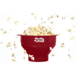 The Original Proper Popper Microwave Popcorn Popper, Silicone Popcorn Maker, Collapsible Bowl BPA Free & Dishwasher Safe - (Ruby Red)