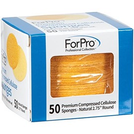 ForPro Professional Collection - Esponjas faciales comprimidas de alta calidad, 50 esponjas de celulosa para limpieza facial, exfoliación y eliminación de maquillaje, redonda de 2.75", natural