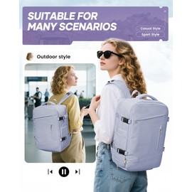 suwasp Vacuum Travel Backpack with Electric Vacpack Pump for Women, 40L Expandable Vacuum Compression Bags Personal Item Backpack Flight Approved Vacuum Seal Backpack for Traveling, Light Purple