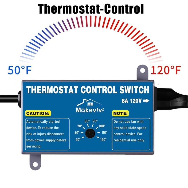 Makevivi Attic Fan Thermostat Control, Plug & Play Socket Design,