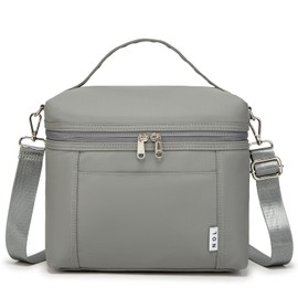NOL Natural Organic Lifestyle Insulated Lunch Bags for Women Cooler Bag Lightweight Nylon Waterproof Lunch Box For Work (Cool gray, Medium(normal))