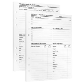 KOMPASS Fitness Planner, A5 Workout & Progress Tracking Inserts, 25 Refill Sheets for Monthly & Annual Fitness Goals, Gym Journal for Body, Strength & Nutrition, A5 Binder Refill (14.5 x 21 cm)